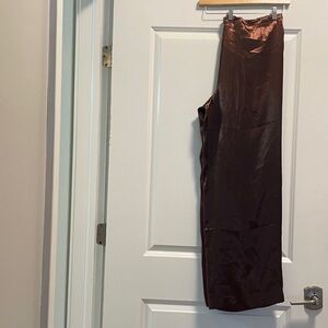 NWT Donna Karan Rich Brown Satin Look Pants